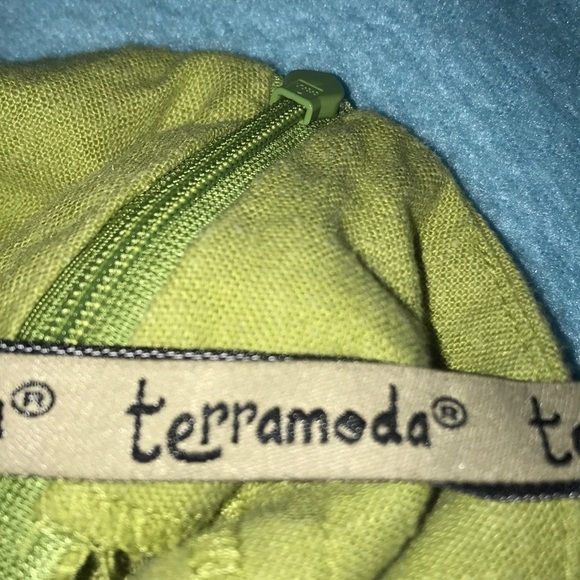 TERRAMODA crop crocheted details vintage pants chartreuse size M - Picture 4 of 12